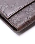 GCCI GG Leather Trifold Long Wallet Brown