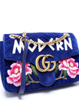 GCCI Marmont Velvet Modern Medium Blue