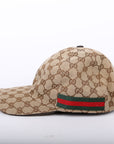 GCCI GG Canvas Web Cap Size Small Brown