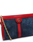 GCCI Ophidia Suede Shoulder Small Navy/Red
