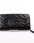 GCCI GG Marmont Zip Around Wallet Black