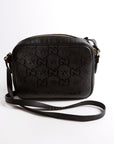 GCCI GG Star Embossed Leather Small Shoulder Bag Black
