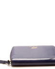 GCCI Compact Leather Zip Wallet Navy