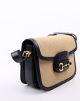 GCCI Horsebit Raffia Shoulder Bag