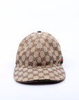 GCCI GG Canvas Web Hat Size Large Brown