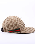 GCCI GG Canvas Web Hat Size Large Brown