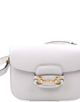 GCCI Horsebit Leather Shoulder Bag White