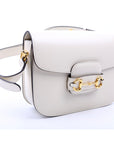 GCCI Horsebit Leather Shoulder Bag White
