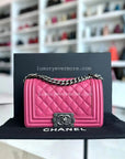 *Calfskin* CH Boy Small - Quilted Calfskin Boy Pink Ruthenium Silver Hardware Series 26