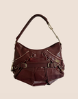 CHRISTIAN D1OR 2007 BURGUNDY LEATHER CORSET BAG