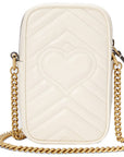 (WMNS) GCCI GG Marmont Gold Logo Leather Chain Shoulder Messenger Bag Mini White Classic 598597-DTDCT-9022