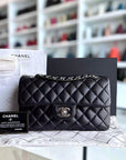 *Full Set, Receipt* CH Classic Flap Small - 23CM Quilted Lambskin Black Silver Hardware Series 27