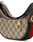 (WMNS) GCCI Ophidia Retro Logo Stripe Webbing Canvas Armpit Ebony / Brown Shoulder Bag 658551-96IWG-8745