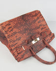 HMS Birkin 30cm Lizard Pattern Handbag 6088 Orange/Golden