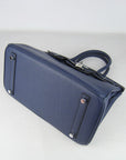 HMS Birkin 30cm Togo Leather Handbags Dark Blue Silver