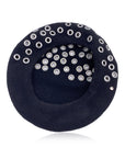 CHRISTIAN D1OR Black Wool Grommets Eyelets French Beret Hat