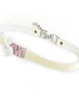 CHRISTIAN D1OR Choker Necklace Trotter Flower Leather/Metal Off-White/Pink/Silver Women's e55784f