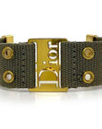 CHRISTIAN D1OR Bracelet Khaki Gold Canvas GP Chain Jacquard Plate Adjuster Accessory