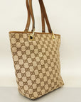 GCCI GG Canvas Handbag 002 1099 Women's Leather Handbag Beige,Brown