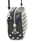 PRD Crossbody Shoulder Bag Studded Leather/Metal Black/Silver Unisex