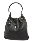 GCCI Bamboo Shoulder Bag 001 4006 Women's Leather Shoulder Bag Black