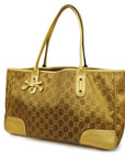 GCCI Princey 163805 Women's Nylon,Leather Tote Bag Brown