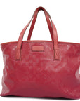 GCCI GG Imprime 211137 Women's Leather Tote Bag Red Color