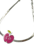 Christian D1OR Choker Necklace Apple Pink Silver Metal 0157