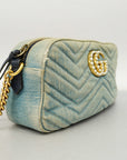 GCCI GG Marmont Shoulder Bag Velor 447632 Women's Denim Light Blue