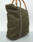 GCCI Bamboo Handbag 000 1998 0508 Women's Nylon Canvas Handbag Brown