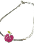 Christian D1OR Choker Necklace Apple Pink Silver Metal 0157