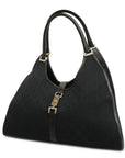 GCCI Jackie 124407 Women's GG Canvas,Leather Handbag Black
