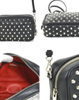 PRD Crossbody Shoulder Bag Studded Leather/Metal Black/Silver Unisex