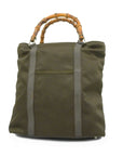GCCI Bamboo Handbag 000 1998 0508 Women's Nylon Canvas Handbag Brown