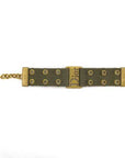 CHRISTIAN D1OR Bracelet Khaki Gold Canvas GP Chain Jacquard Plate Adjuster Accessory