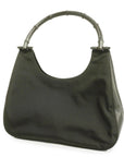 GCCI Bamboo Handbag 001 3739 Women's Nylon,Leather Handbag Black