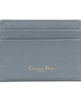 CHRISTIAN D1OR Card Case Pass Leather Blue Gray Ladies