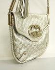 GCCI Interlocking G167732 Women's Leather Shoulder Bag Silver