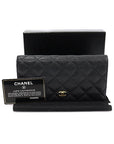 A31509 Black caviar gold classic long flap wallet 16th CH