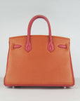 HMS Birkin 30cm Togo Leather Handbags Red/Orange/Green Silver