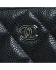 A69251 Black Caviar Beauty CC Silver Logo Large Clutch CH