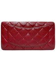 A31509 Red Caviar Skin Silver Logo Timeless Classic Flap Long Wallet CH