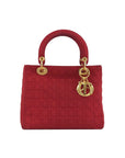 Christian D1OR Cannage Charm Handbag Red Vintage cstet8