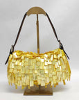 FNDI Baguette Yellow Silk With Mother Of Pearl Sequins Extremely Rare