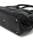 BBERRY Black Quilted Patent Leather Beaton Tote (SHA-13766)