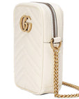 (WMNS) GCCI GG Marmont Gold Logo Leather Chain Shoulder Messenger Bag Mini White Classic 598597-DTDCT-9022