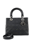 Christian D1OR Cannage CD Logo Charm Two-way Handbag Shoulder bag Black Vintage 5cgj75