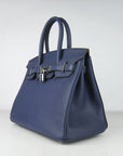 HMS Birkin 30cm Togo Leather Handbags Dark Blue Silver