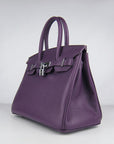 HMS Birkin 30cm Togo Leather Handbags Purple Silver