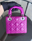 *Full Set Receipt* D1OR Lady Mini Cannage Lambskin Purple Violet Silver Hardware Adjustbale Strap